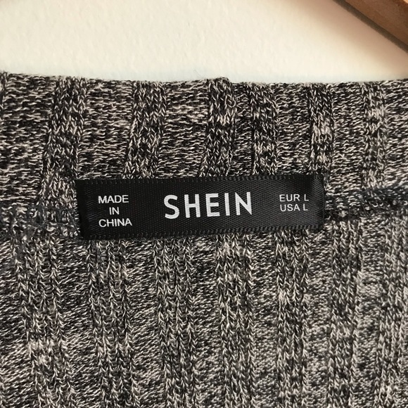 SHEIN Grey Marled Knit Embroidered Tassel Cardigan - Picture 6 of 7